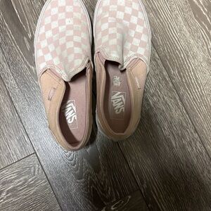 Vans Blush Checkered Slip-On Sneakers